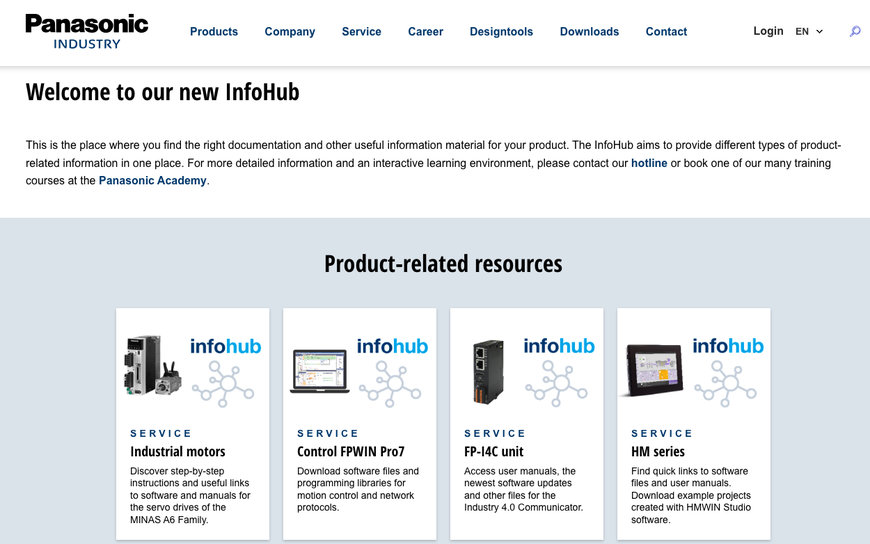 Panasonic Industry InfoHub provides automation device links and solutions